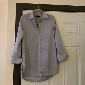 Banana Republic button down shirt, blue and white striped.
